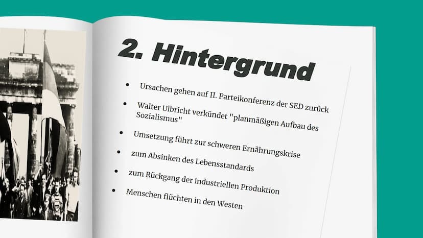 Volksaufstand 195
Aufstand gegen das DDR-Regime
Gliederung
1. Volksaufstand 1953
2. Hintergrund
2.1 Normerhöhung
2.2 Neuer Kurs
3. Verlauf -
