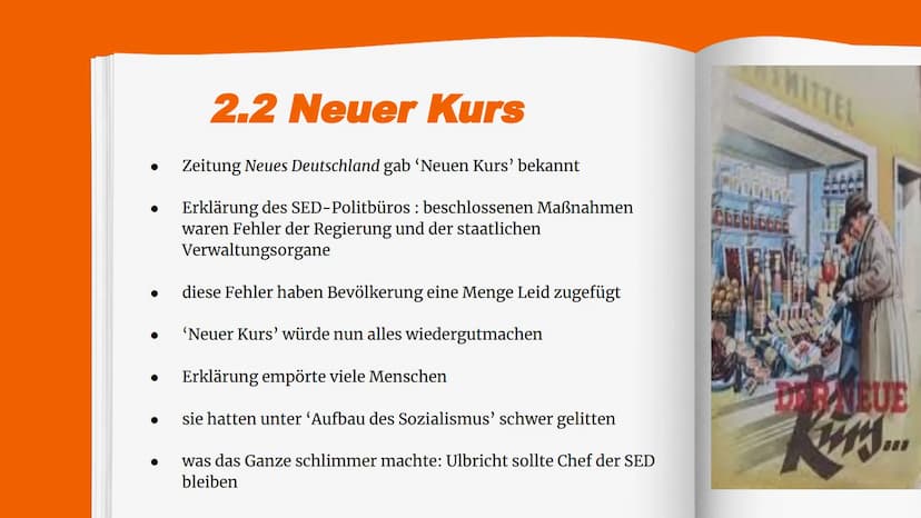 Volksaufstand 195
Aufstand gegen das DDR-Regime
Gliederung
1. Volksaufstand 1953
2. Hintergrund
2.1 Normerhöhung
2.2 Neuer Kurs
3. Verlauf -