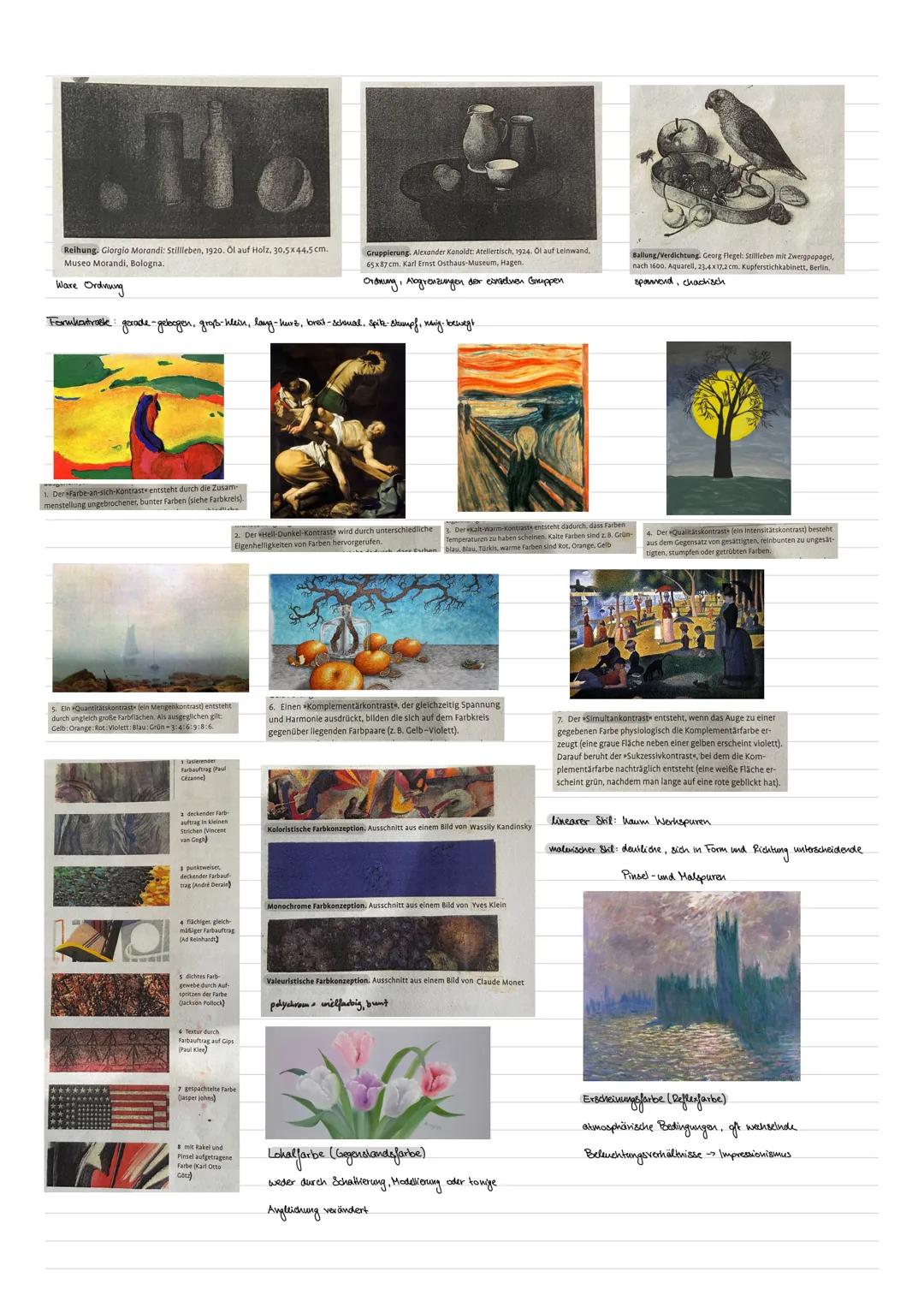 Schema einer Bildanalyse
allgemeine Informationen: Art des Objektes (Landschaftsmalerei), Künstler, Entstehungszeit, Titel, Größe, Format, T