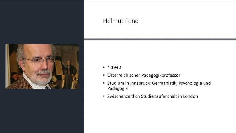 Funktion von Schule nach
Fend & Bildungsbegriff nach
Klafki
Eine Präsentation von Lilith Inhaltsverzeichnis
Helmut Fend
Gesellschaftliche Fu
