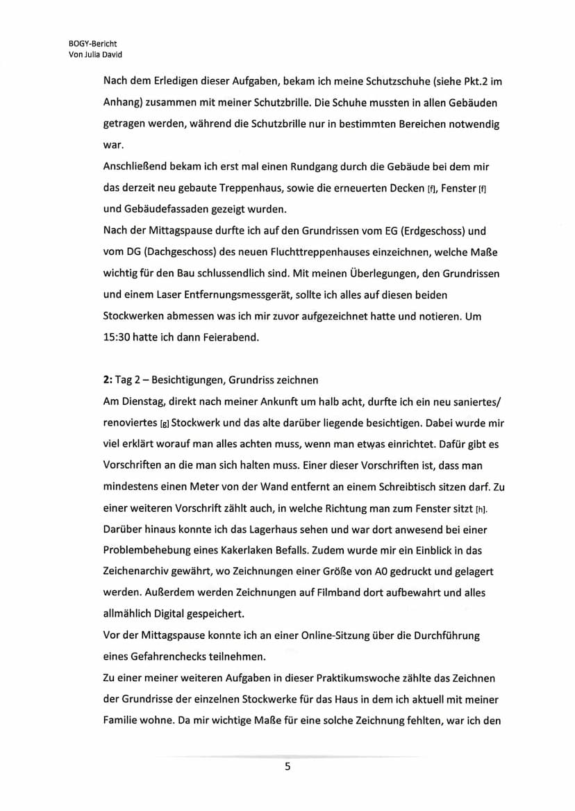 -Vor und Nachname
-Adresse
-Postleitzahl
Architektur/
Bauingenieurin
Bogy Bericht
vom 21.02 bis 25.02.
Caterpillar Energy Solutions GmbH
Car
