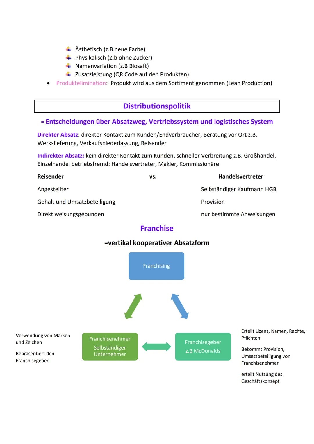 Marketing Mix (4 P's)
= Optimale Kombination und Gestaltung der absatzpolitischen Instrumente,
durch die der Absatz maximiert werden soll.
P