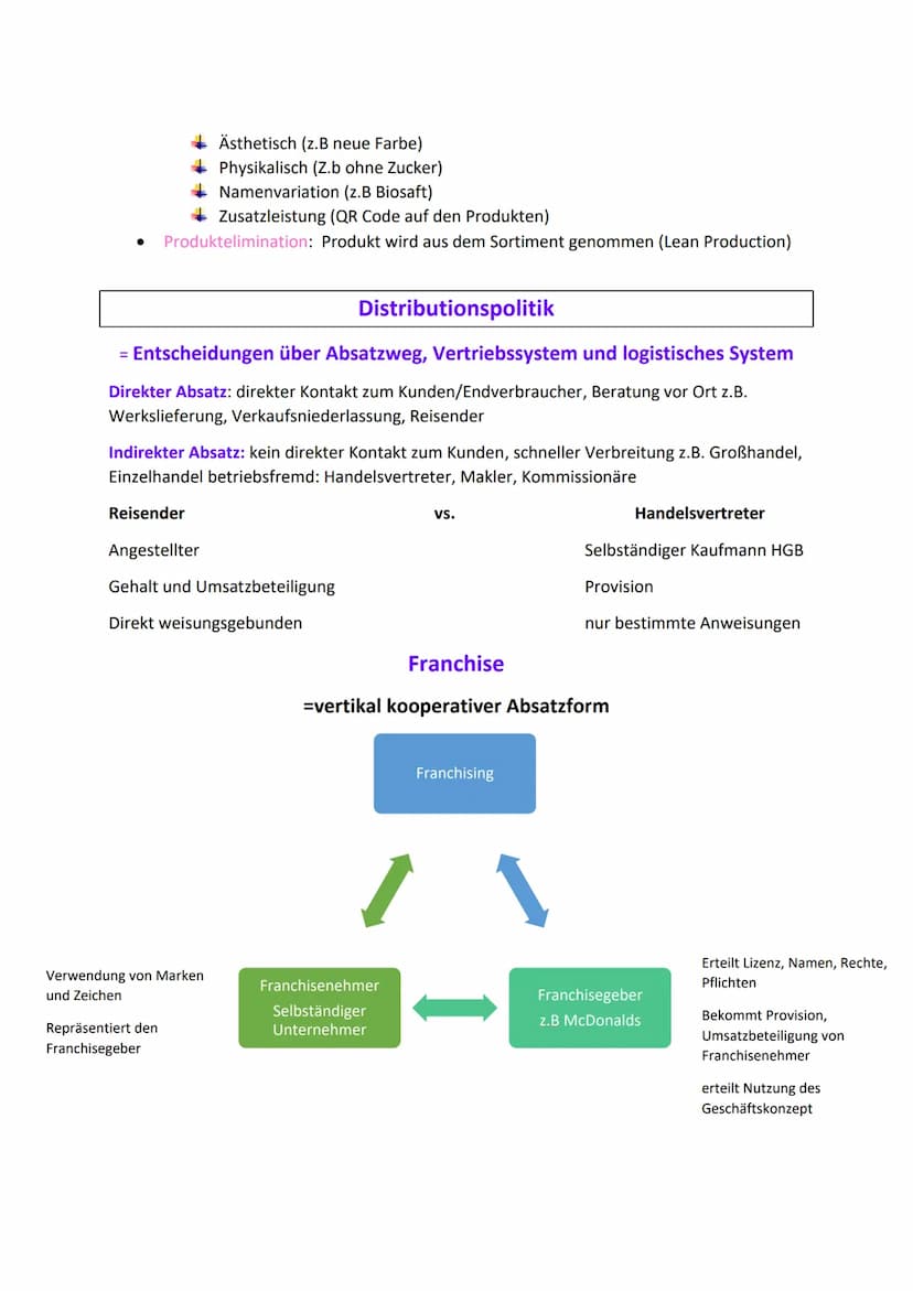 Marketing Mix (4 P's)
= Optimale Kombination und Gestaltung der absatzpolitischen Instrumente,
durch die der Absatz maximiert werden soll.
P