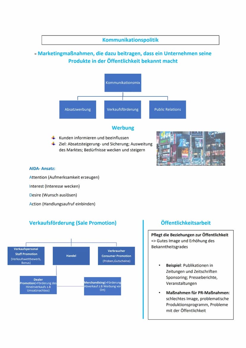 Marketing Mix (4 P's)
= Optimale Kombination und Gestaltung der absatzpolitischen Instrumente,
durch die der Absatz maximiert werden soll.
P