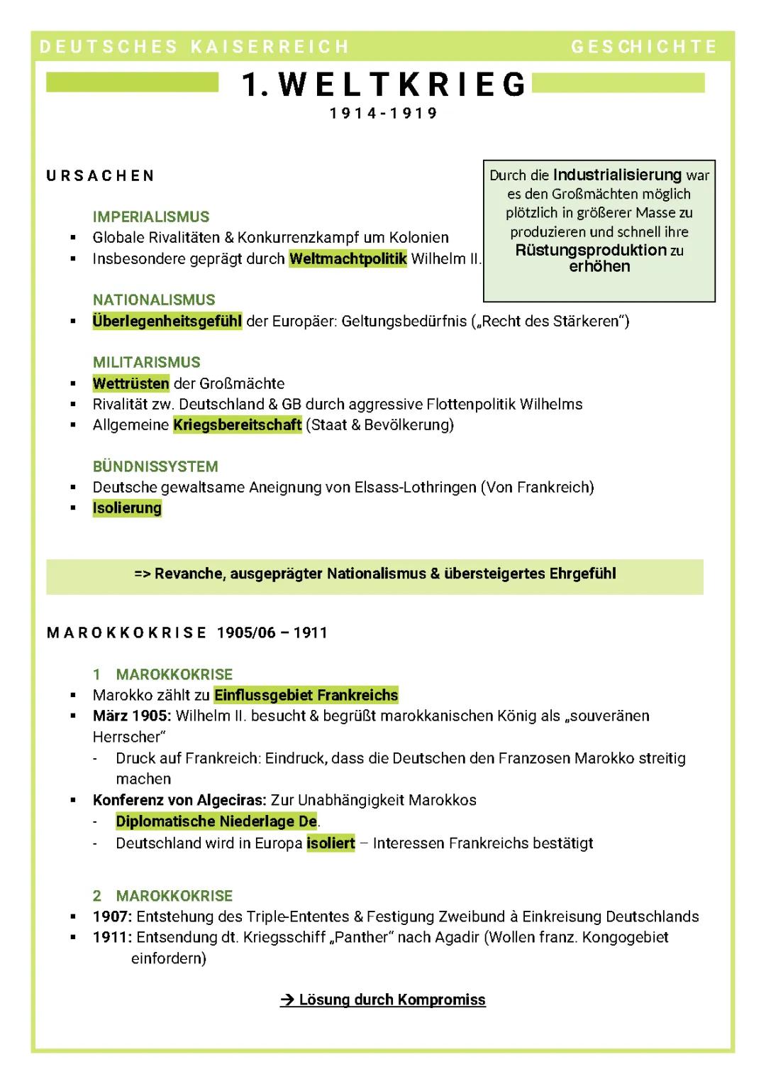 Der Erste Weltkrieg einfach erklärt (Zusammenfassung für Schüler)