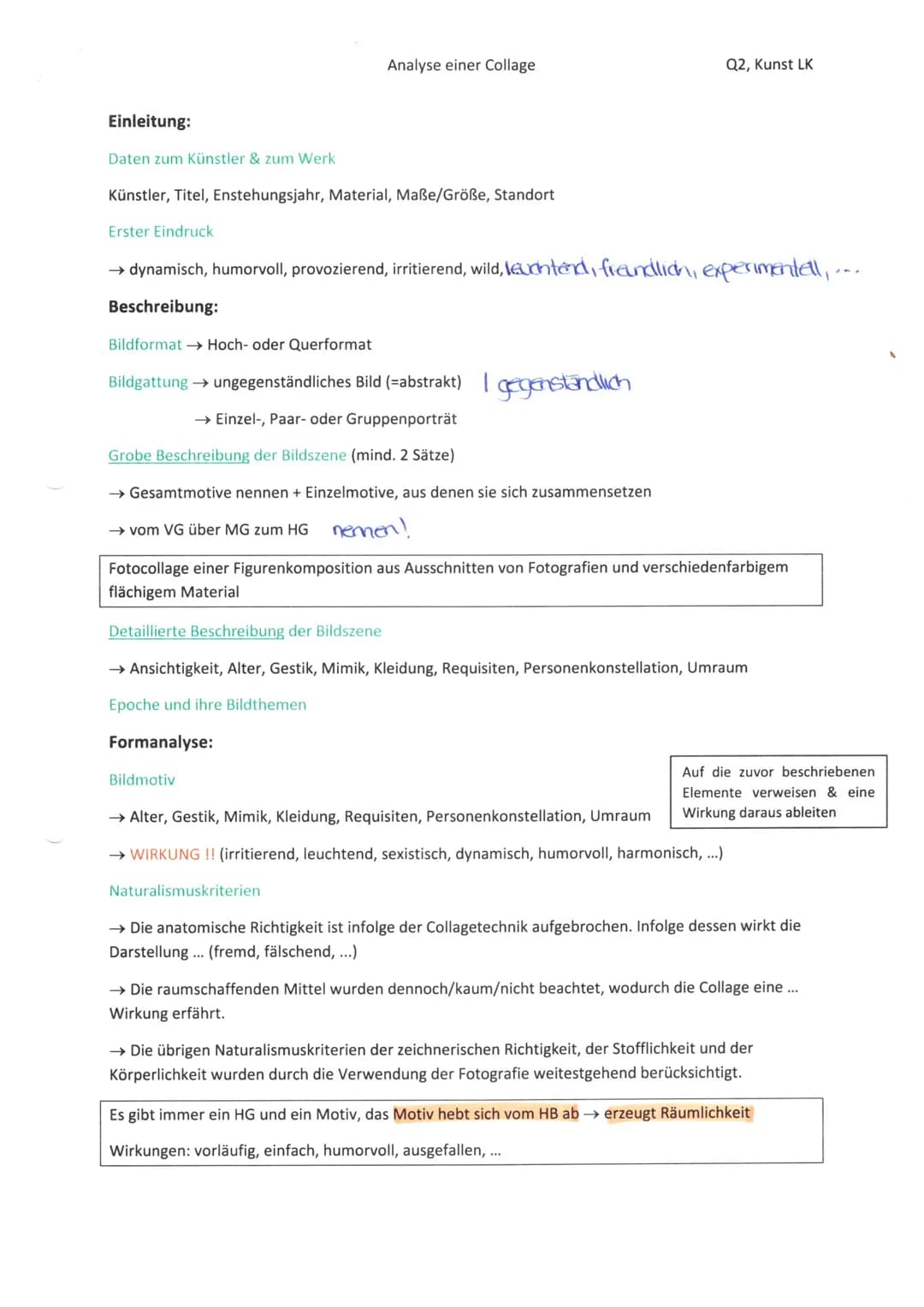 Einleitung:
Daten zum Künstler & zum Werk
Analyse einer Collage
Künstler, Titel, Enstehungsjahr, Material, Maße/Größe, Standort
Erster Eindr