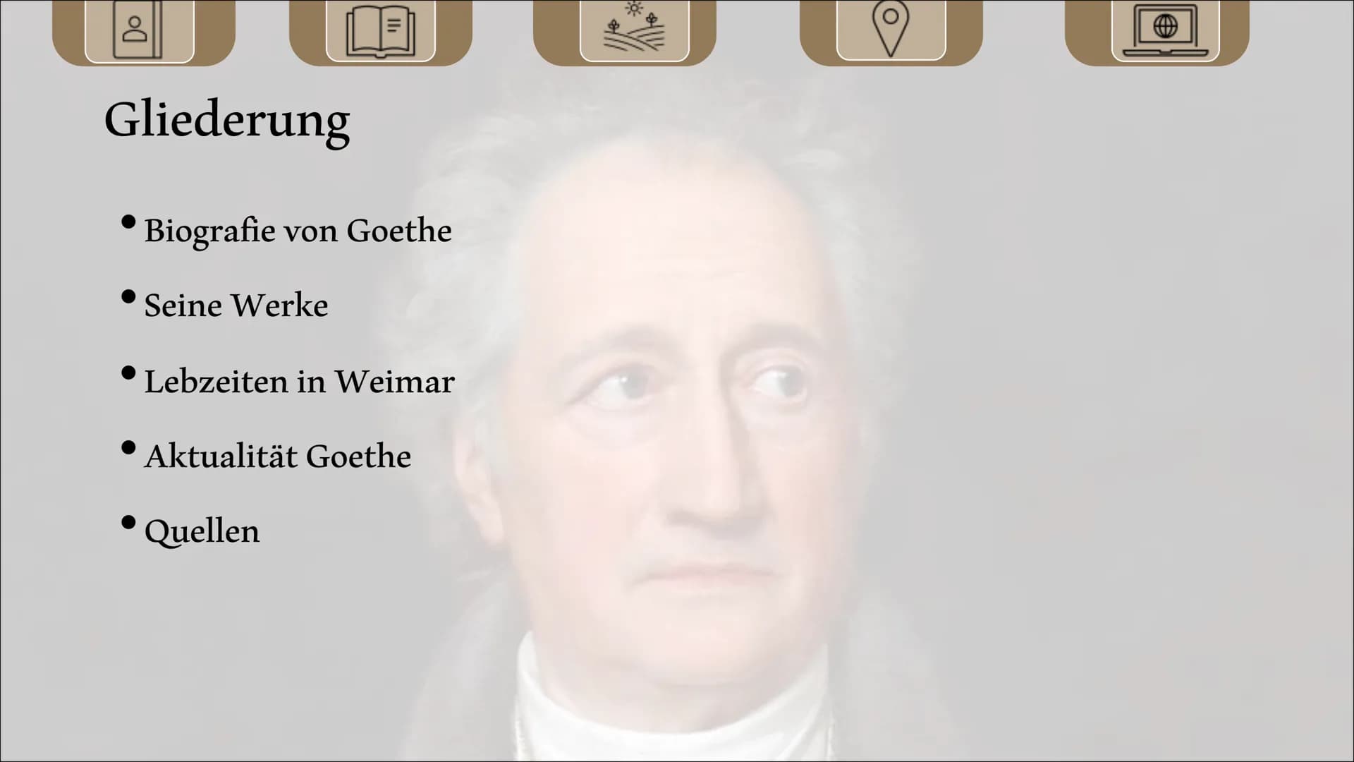 Johann Wolfgang von Goethe
Referat von Allegra Hofmann und Paula Urban Gliederung
Biografie von Goethe
• Seine Werke
Lebzeiten in Weimar
Akt