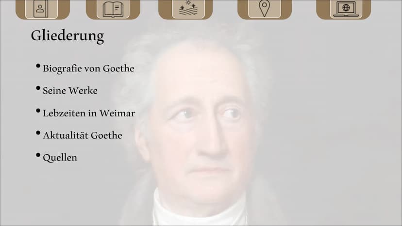Johann Wolfgang von Goethe
Referat von Allegra Hofmann und Paula Urban Gliederung
Biografie von Goethe
• Seine Werke
Lebzeiten in Weimar
Akt