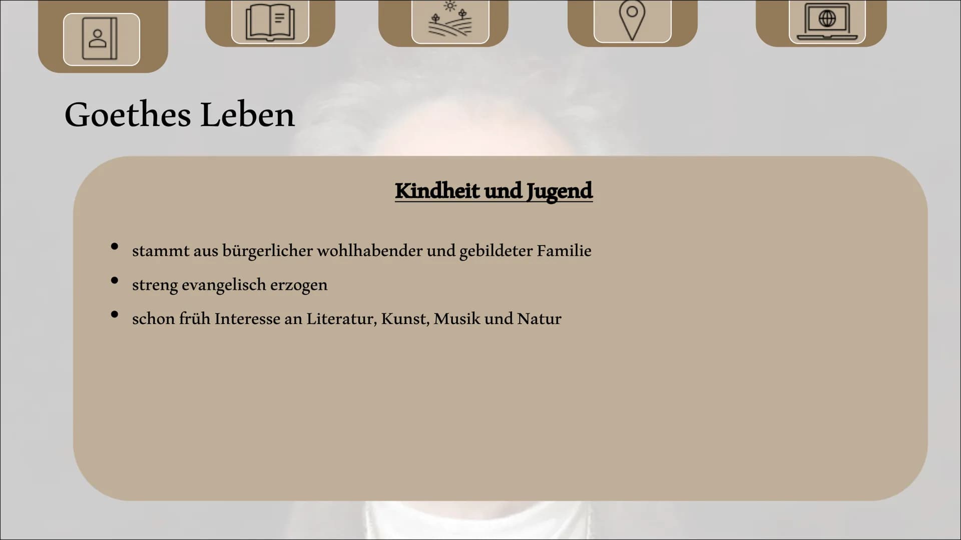 Johann Wolfgang von Goethe
Referat von Allegra Hofmann und Paula Urban Gliederung
Biografie von Goethe
• Seine Werke
Lebzeiten in Weimar
Akt