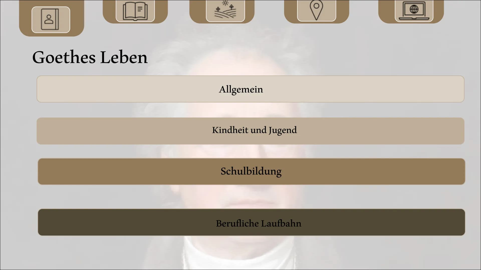 Johann Wolfgang von Goethe
Referat von Allegra Hofmann und Paula Urban Gliederung
Biografie von Goethe
• Seine Werke
Lebzeiten in Weimar
Akt