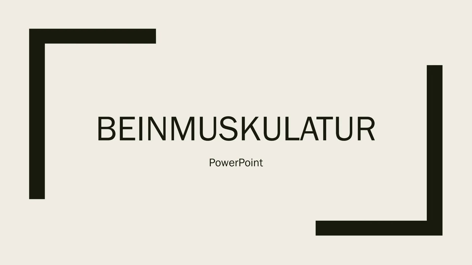 BEINMUSKULATUR
PowerPoint Inhalt
■ Was ist eine Beinmuskulatur
Welche Funktion hat sie
■ Beinmuskulatur im Alltag
Wie wichtig ist die Beinmu