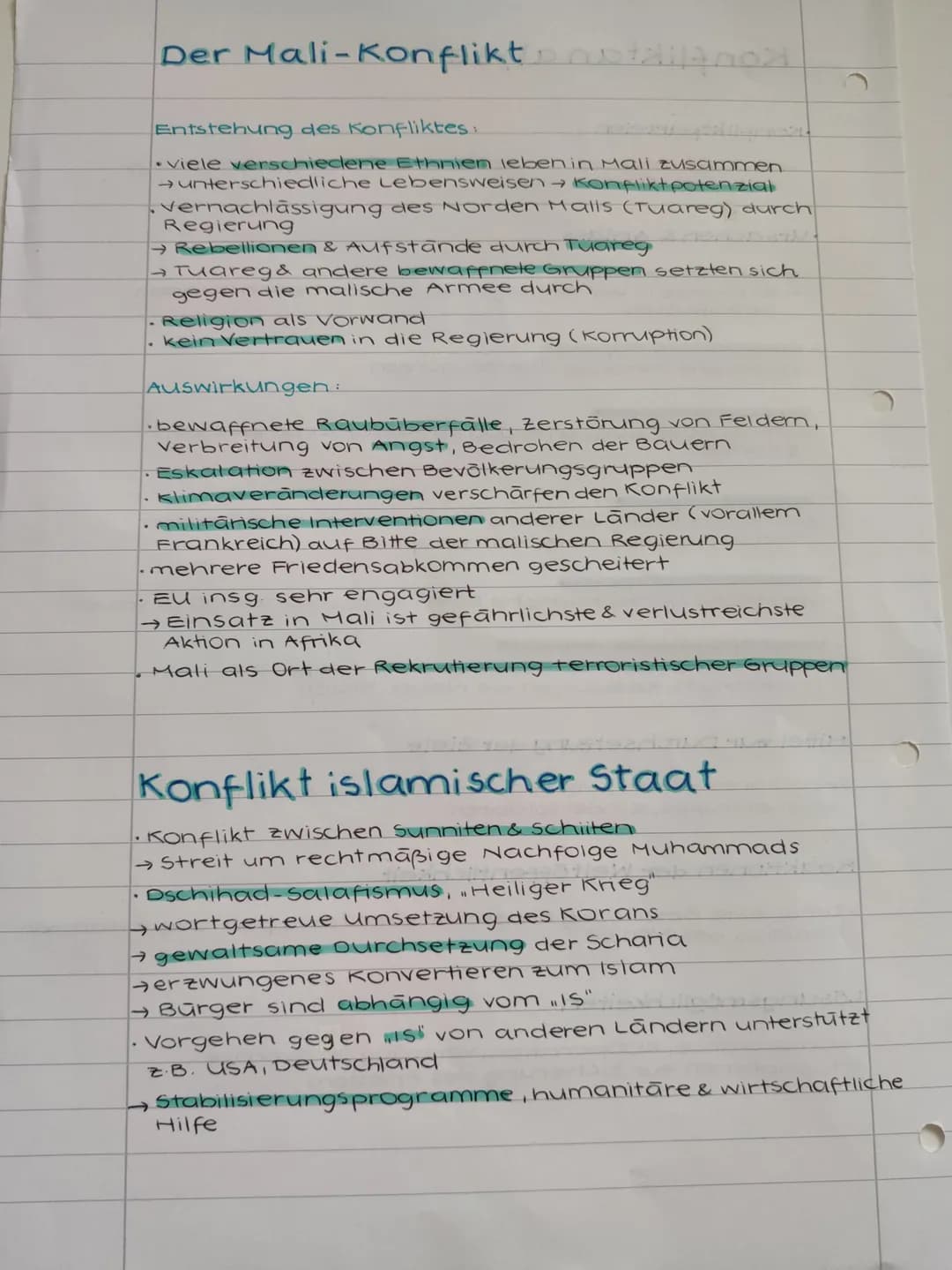 Konfliktanalyse
Konfliktparteien
→ zwischen Staaten, innerhalb eines Staates, Bevölkerungs-
gruppen, Aufstandische
Ursachen & Anlass
- Histo