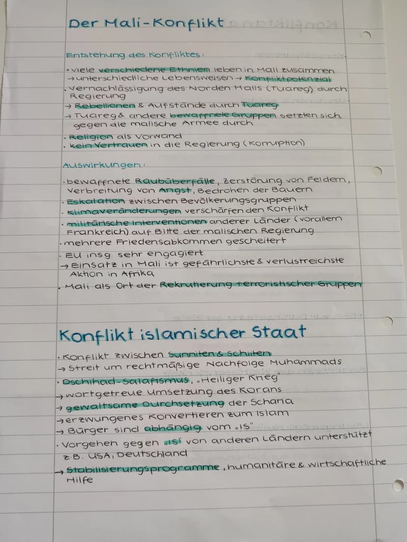 Konfliktanalyse
Konfliktparteien
→ zwischen Staaten, innerhalb eines Staates, Bevölkerungs-
gruppen, Aufstandische
Ursachen & Anlass
- Histo