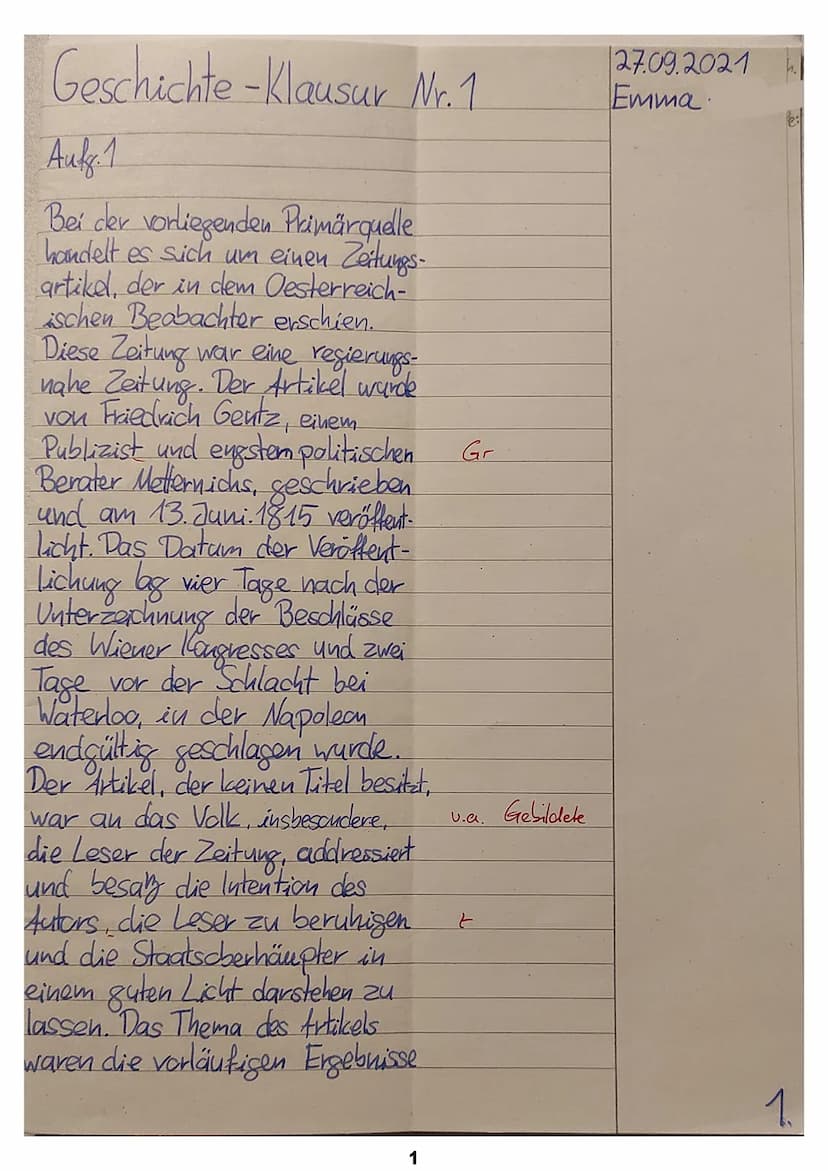 Geschichte LK Q1.1 | MI
Teilleistungen - Kriterien
A Inhaltliche Leistung
Teilaufgabe 1
1
2
3
4
5
7
1
Klausur Nr. 1
Der Prüfling
beschreibt 