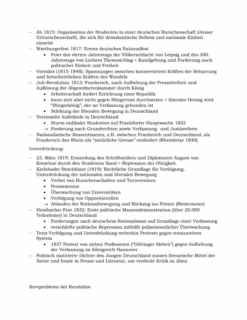 Die deutsche Revolution von 1848/49
Entstehung, Entwicklung, Unterdrückung der liberal-nationalen Bewegung im
europäischen Kontext (1813/15-