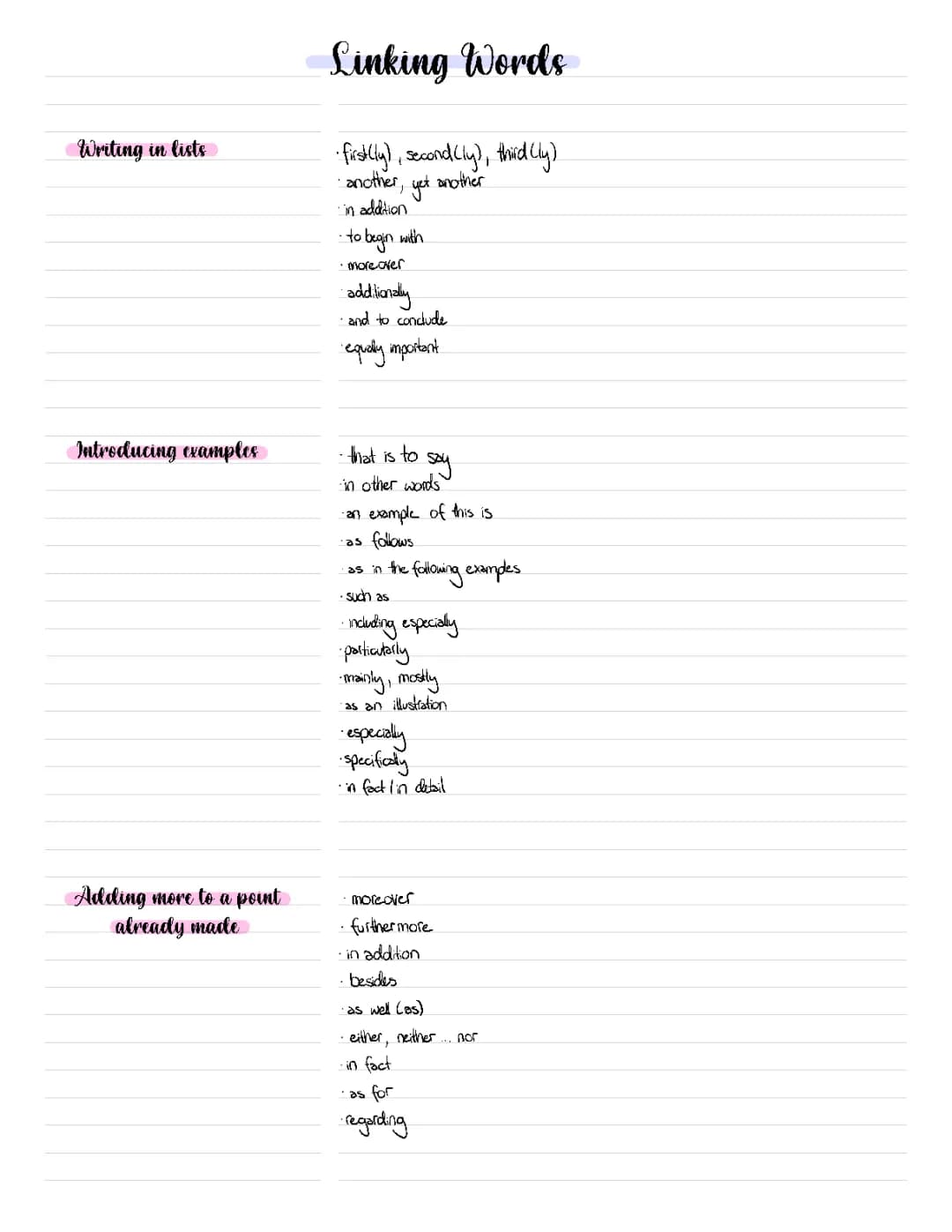 Linking Words English