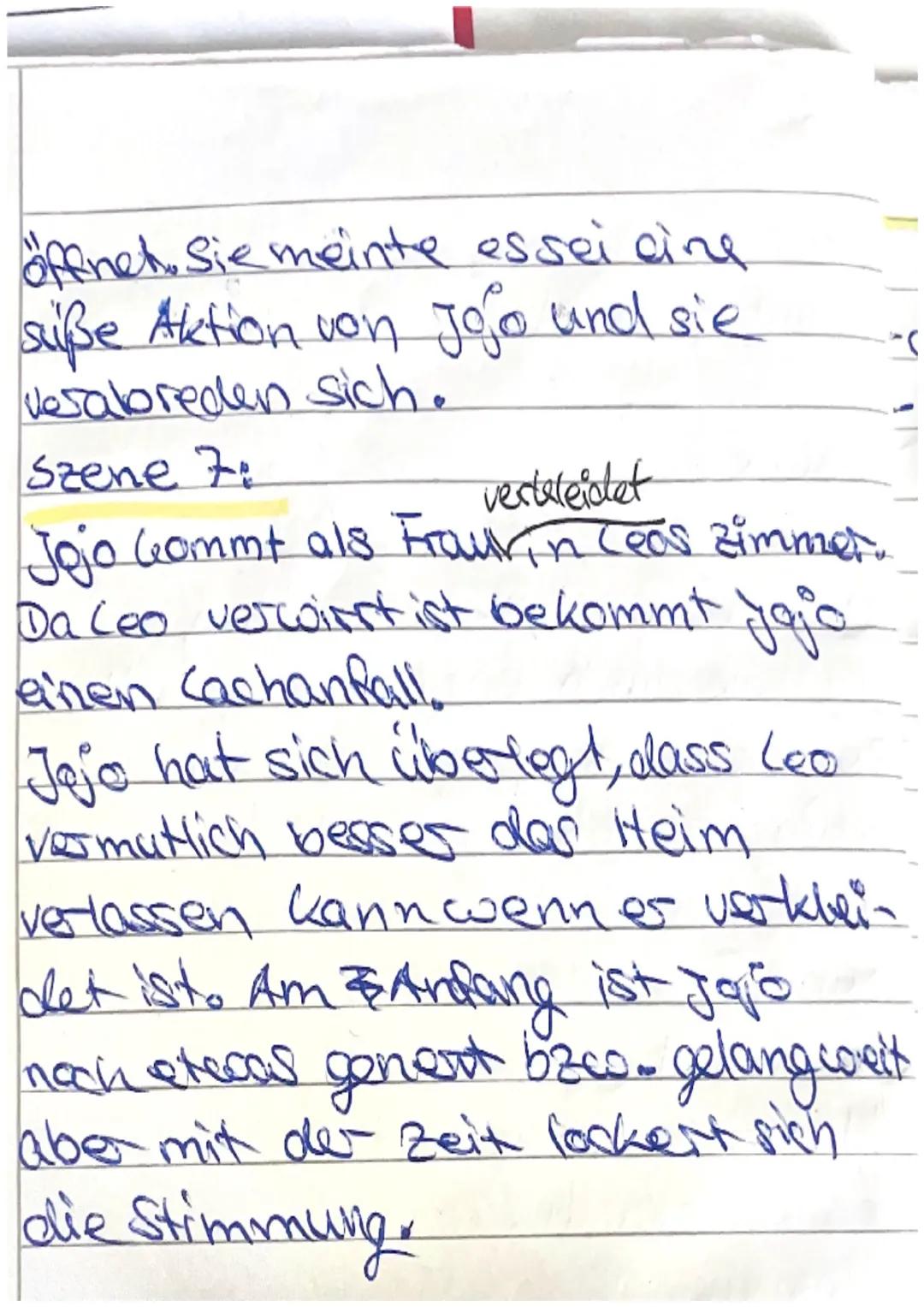 Das Herst eines Boxers
Susammenfassung 1-7

Szene 1.
Jojo und ceo treffen in der ersten
Szene ein einem Altersheim(geschlossen
Teil) aufeina