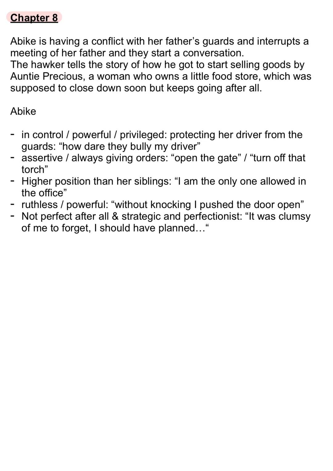 # Summary of Chapter 1

The novel "Spider King's Daughter" was written by Chibundu Onuzo
and published in 2012. It is about / deals with...
