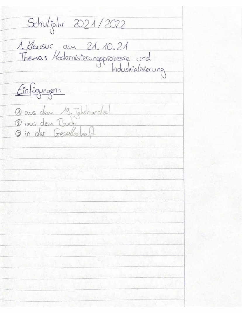 Schuljahr 2021/2022
Klasse 11
LF Geschichte
1. Klassenarbeit
21.10.2021
Aufgaben:
1. Definieren Sie den Begriff Revolution. (3P)
2. Erklären