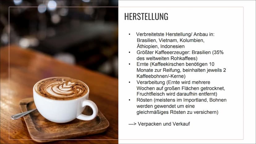 KAFFEE &
KOFFEIN
Alles über die Nutzung, die
Wirkung und die Sucht 01
02
03
INHALT
ALLGEMEINES
Geschichte, Vorkommen und
Herstellung
KONSUM
