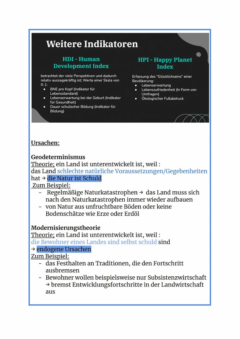Sozioökonomische Entwicklungsstände von Räumen
Merkmale und Ursachen:
Merkmale:
1. Demographische Indikatoren: Altersaufbau,
Kindersterblich