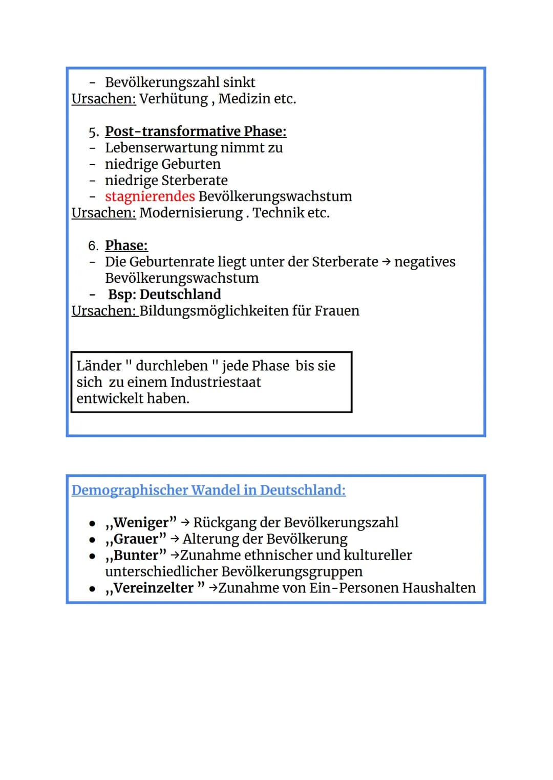 Sozioökonomische Entwicklungsstände von Räumen
Merkmale und Ursachen:
Merkmale:
1. Demographische Indikatoren: Altersaufbau,
Kindersterblich