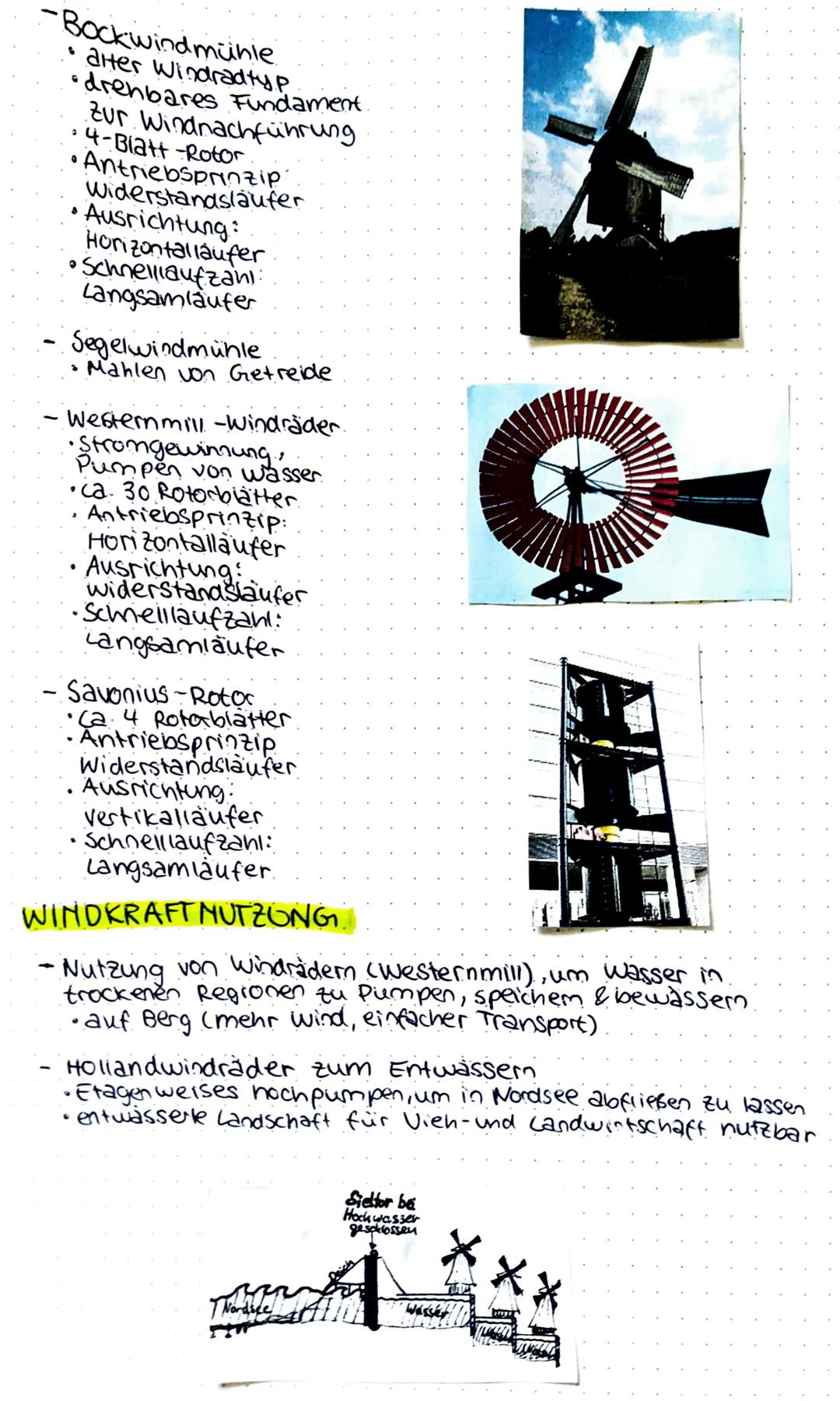 # WINDPUMPE

WINDRADTYPEN

- Windpark mit 3-Blatt-Rotoren →dient zur
Stromerzeugung

Rotorblatt

Blattverstellung

Generator

・Windrichtungs