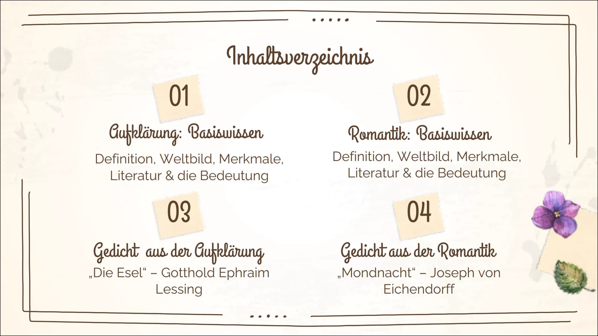 Gufklärung vs.
гд
Romantik:
Literatur und Sprache um 1800
Telly
Anu
BALA Aufklärung: Text Referat
Literaturepoche:
Zeitraum 1720-1800
Die Au