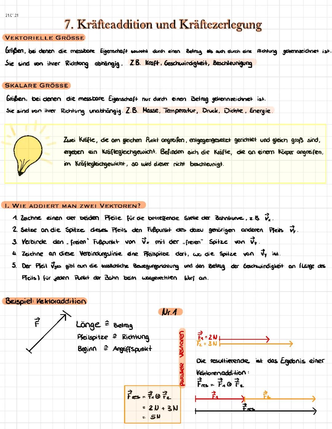 Kräfteaddition und Kräftezerlegung