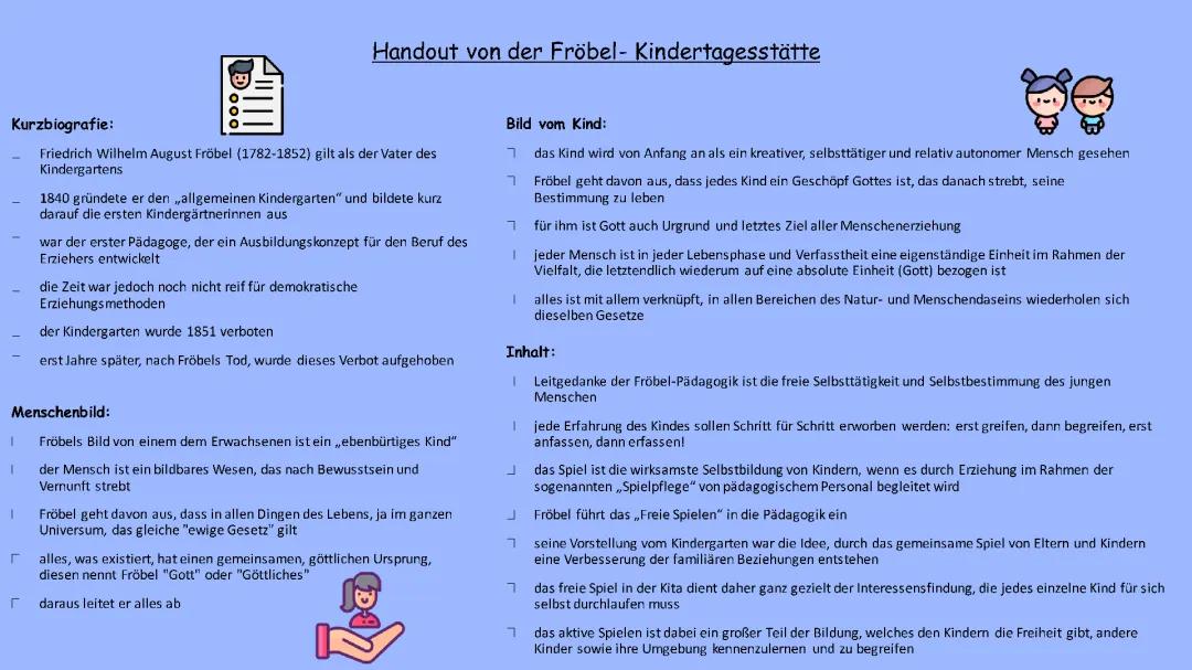 Fröbel- Pädagogisches Handlungskonzept Handout