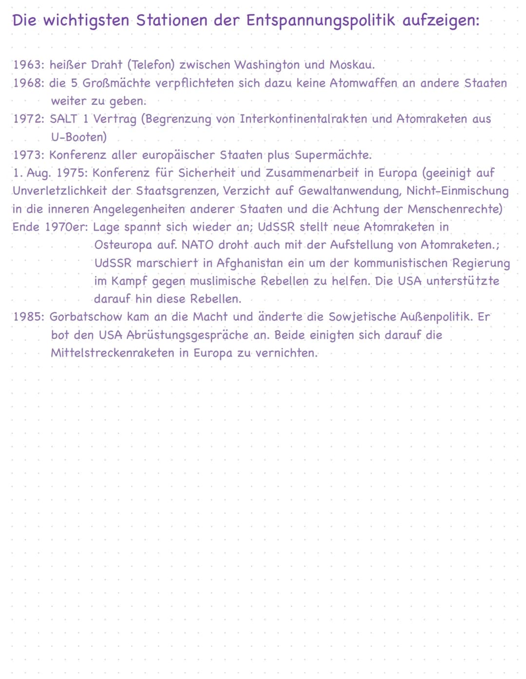  Die Entstehung des Ost-West-Konflikts schildern:
1945 hielten die USA weite Teile Europas und Süd-Ost-Asiens besetzt, wo hin gegen die
UdSS