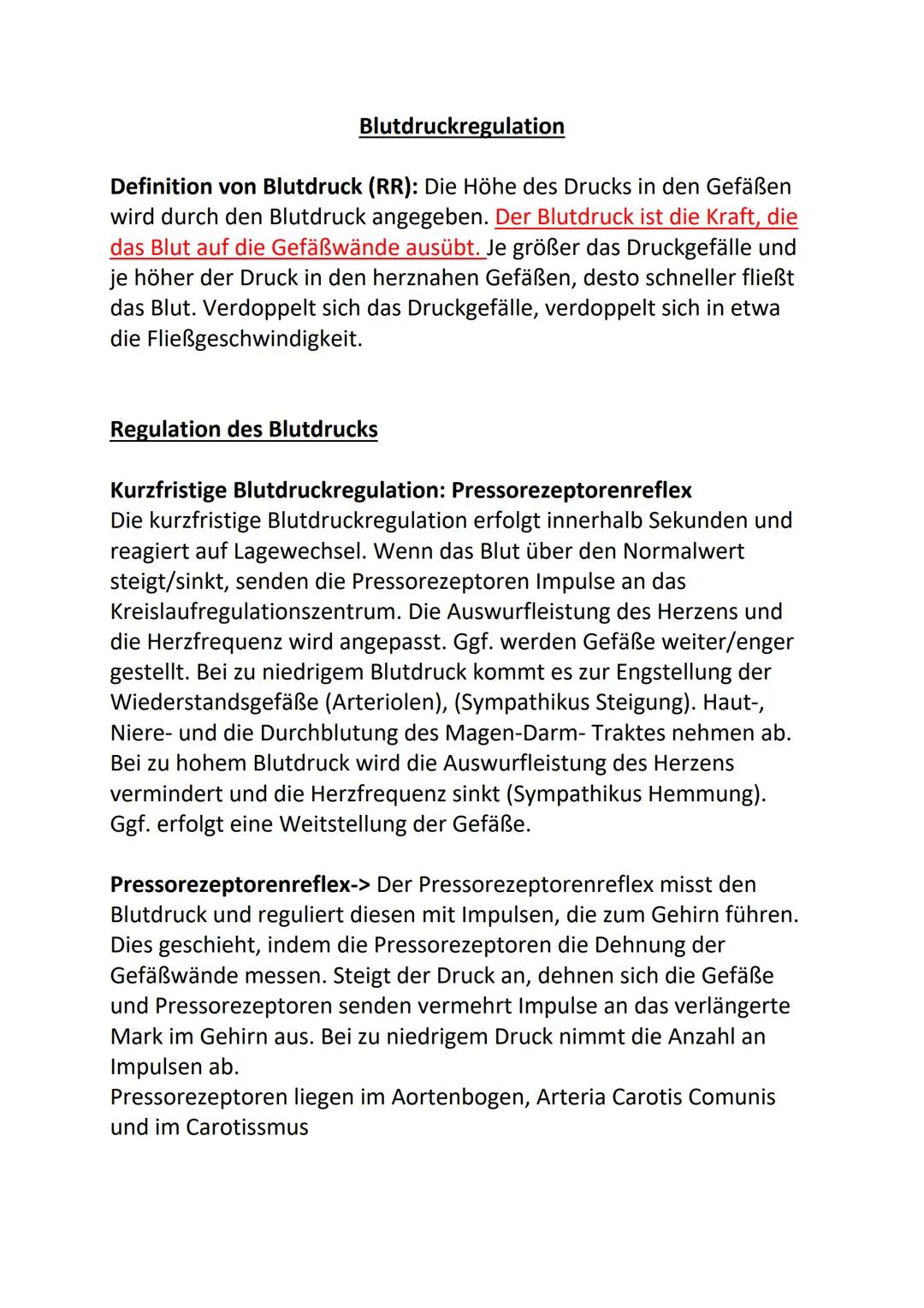 # Blutdruckregulation

Definition von Blutdruck (RR): Die Höhe des Drucks in den Gefäßen
wird durch den Blutdruck angegeben. Der Blutdruck i