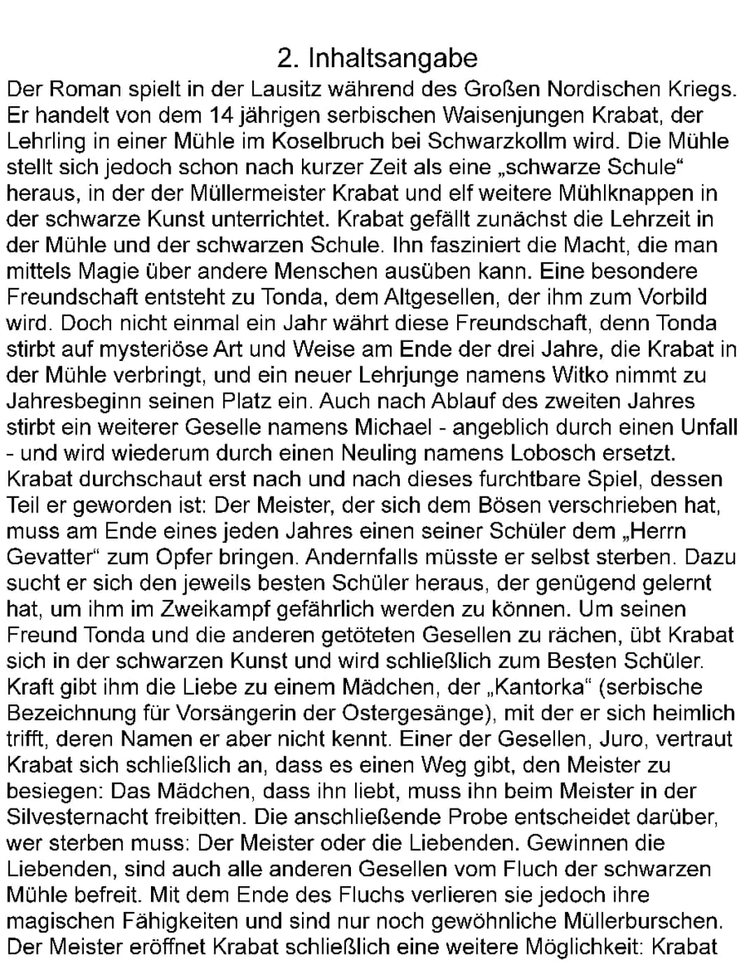 Otfried Preußler: Krabat Charakterisierungen