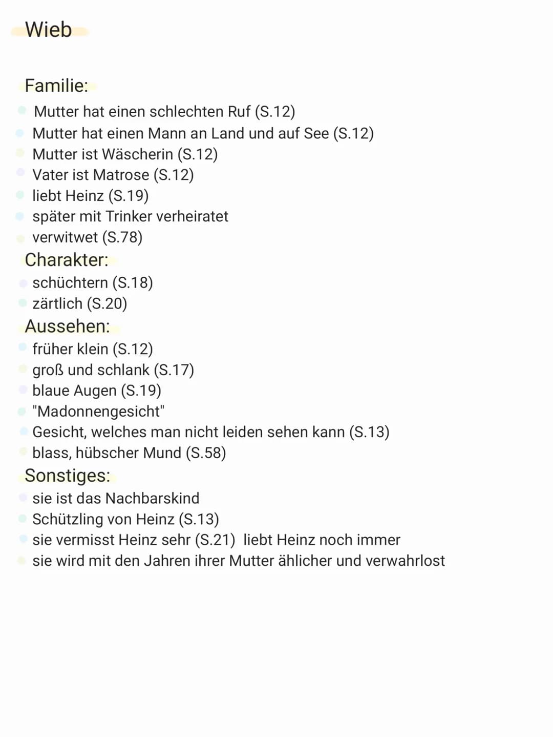 Hans Adam Kirch
Familie:
verheiratet (S.8)
2 Kinder Lina und Heinz (S.11)
Schwester Jule (S.23)
Aussehen:
klein, hager (S.8)
dunkle Haare (S