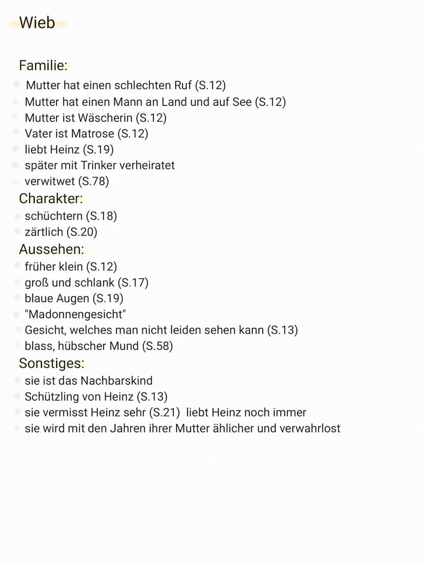 Hans Adam Kirch
Familie:
verheiratet (S.8)
2 Kinder Lina und Heinz (S.11)
Schwester Jule (S.23)
Aussehen:
klein, hager (S.8)
dunkle Haare (S