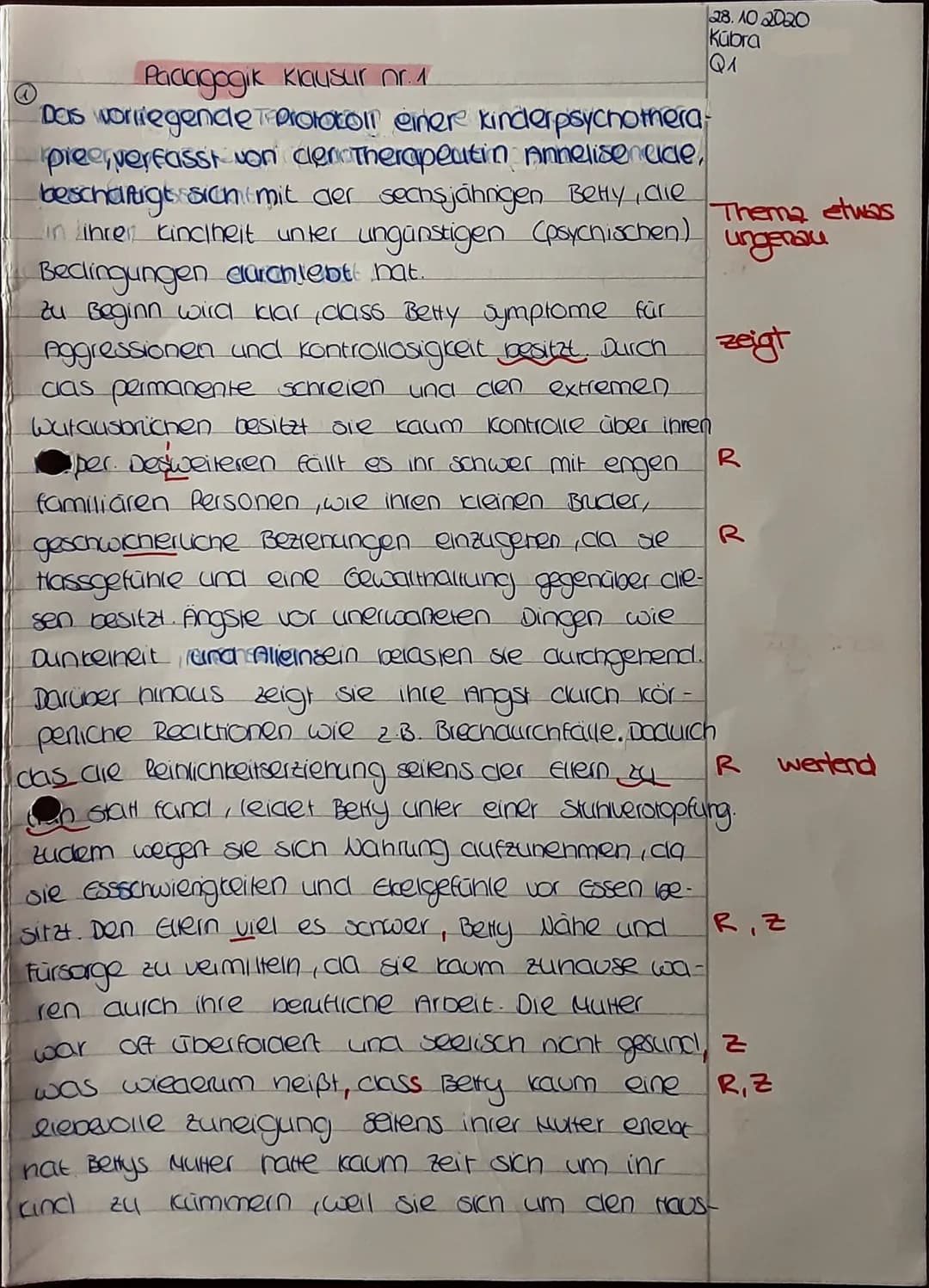 10
5
15
20
25
30
Q1 PA GK
Der Fall Betty
Klausur Nr. 1, 1. Halbjahr 20/21
Reihe: Psychosexuelle und psychosoziale Entwicklungsmodelle
28.10.