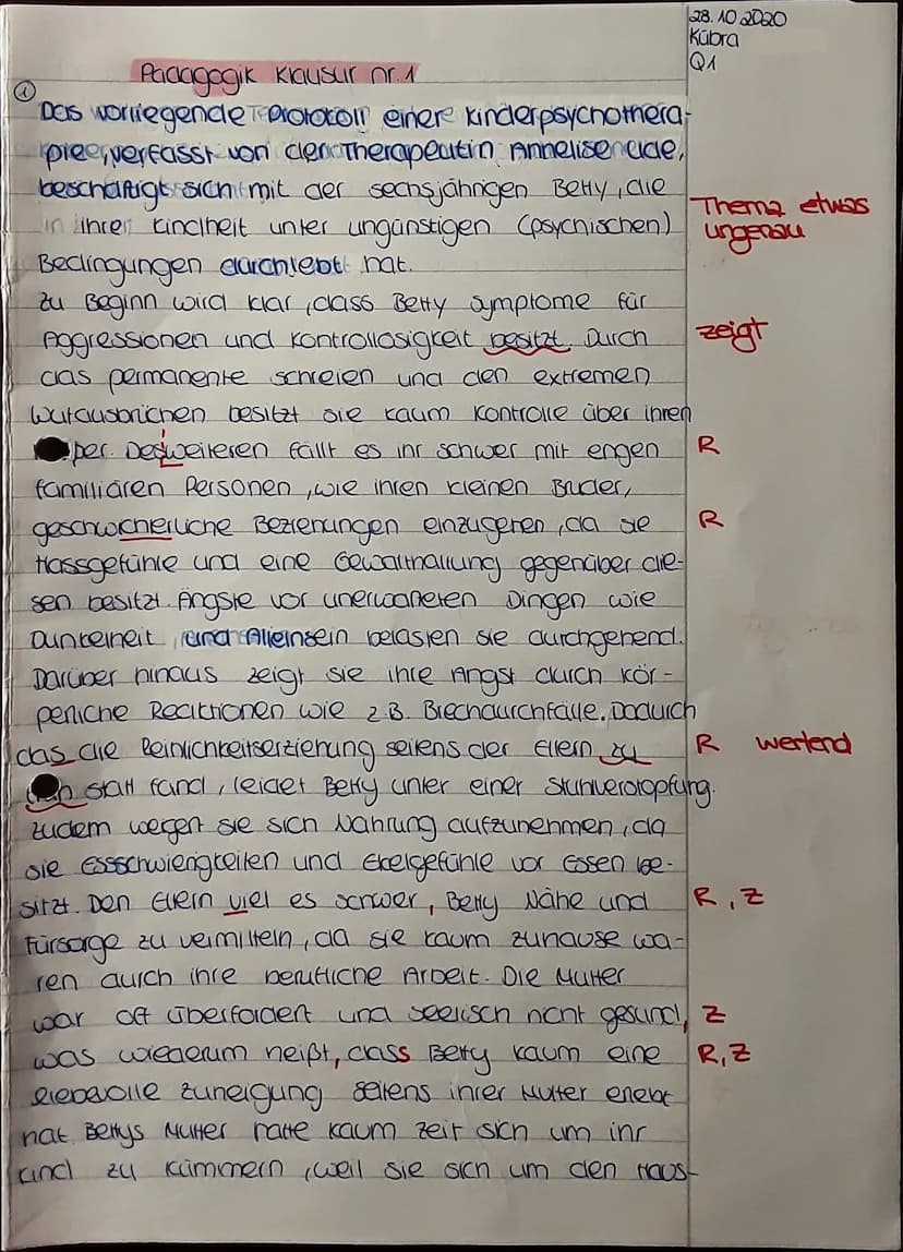 10
5
15
20
25
30
Q1 PA GK
Der Fall Betty
Klausur Nr. 1, 1. Halbjahr 20/21
Reihe: Psychosexuelle und psychosoziale Entwicklungsmodelle
28.10.