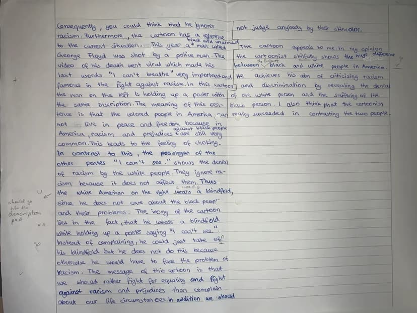 II Cartoon Analysis: Race Relations 15/15c: 10/10: 25/25
Advice:
first plan your text, remember the proper structure, use various connective