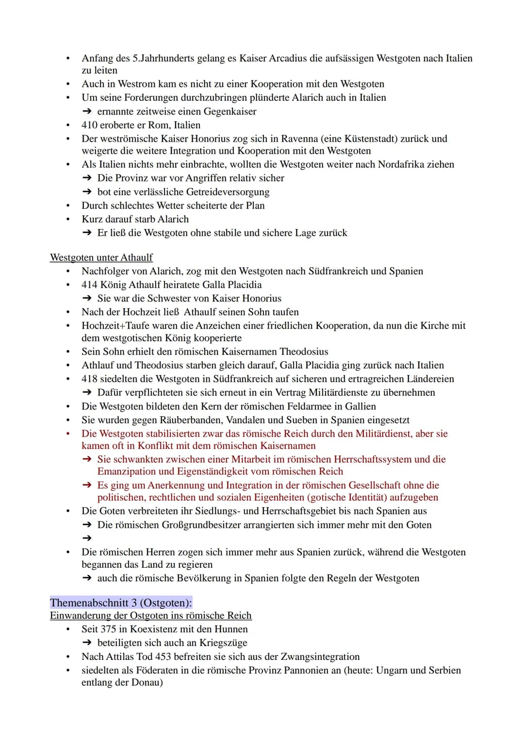 1.1. Ursachen der Völkerwanderung
1.2. Verlauf der Völkerwanderung
2.1. Einwanderung der Westgoten ins römische Reich
2.2. Integration der W