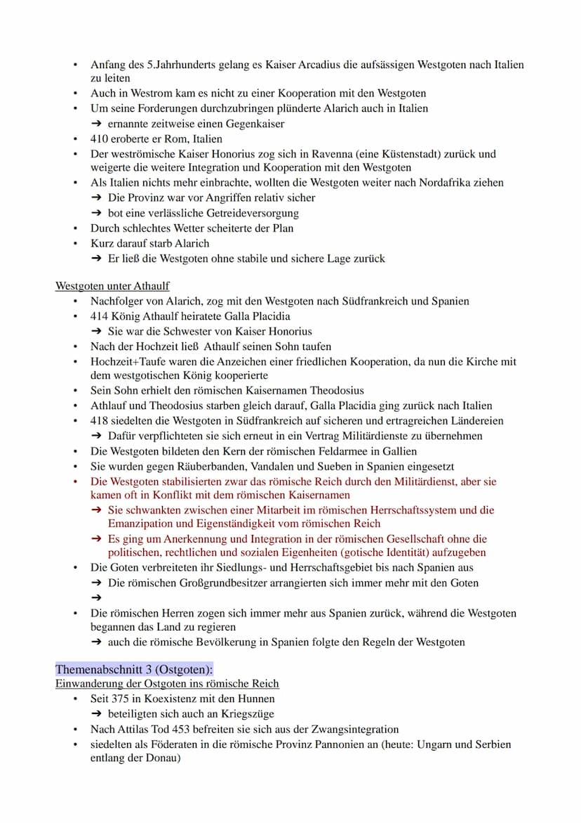 1.1. Ursachen der Völkerwanderung
1.2. Verlauf der Völkerwanderung
2.1. Einwanderung der Westgoten ins römische Reich
2.2. Integration der W