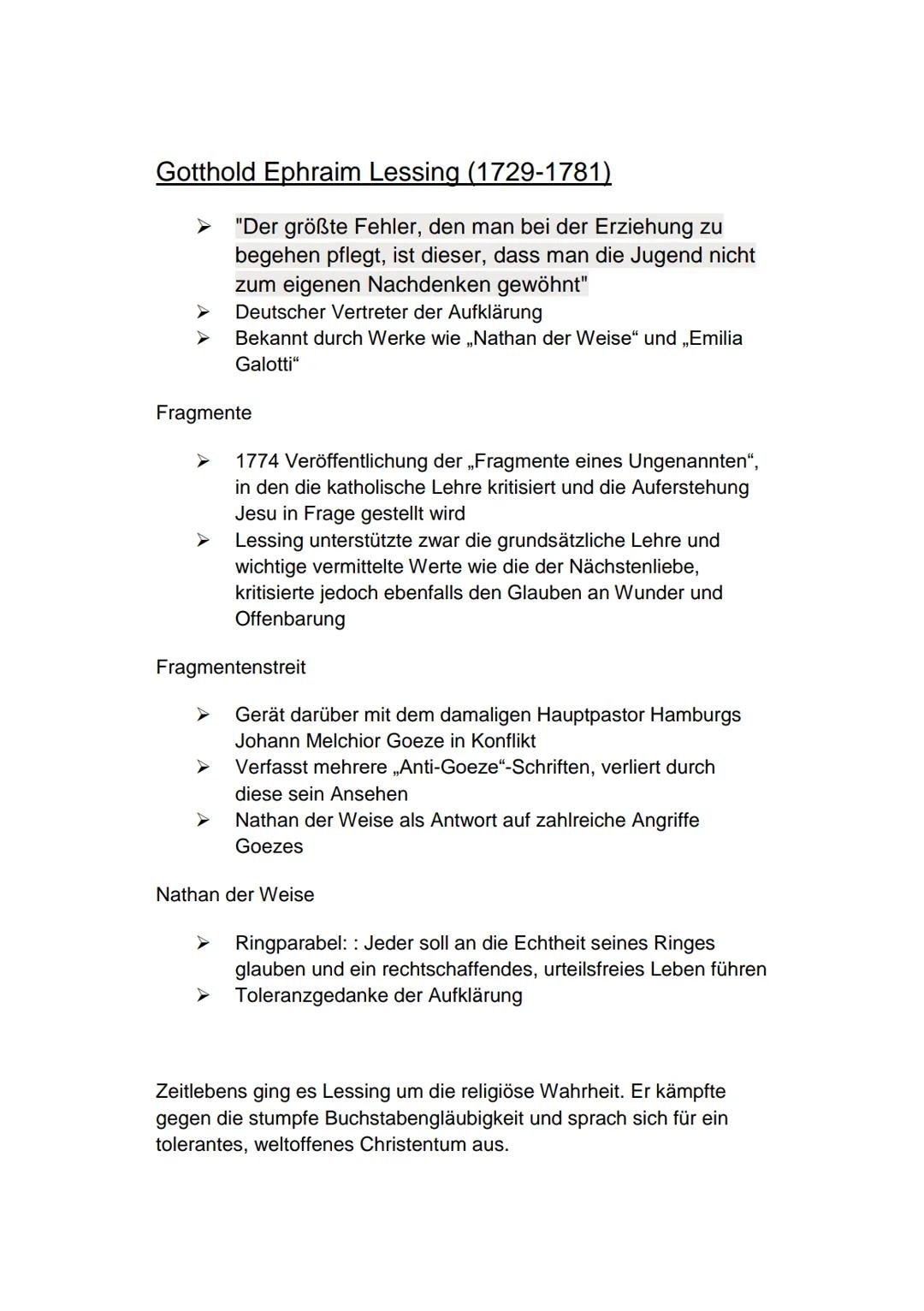 Alles über Gotthold Ephraim Lessing: Bedeutende Werke, Ringparabel und Nathan der Weise