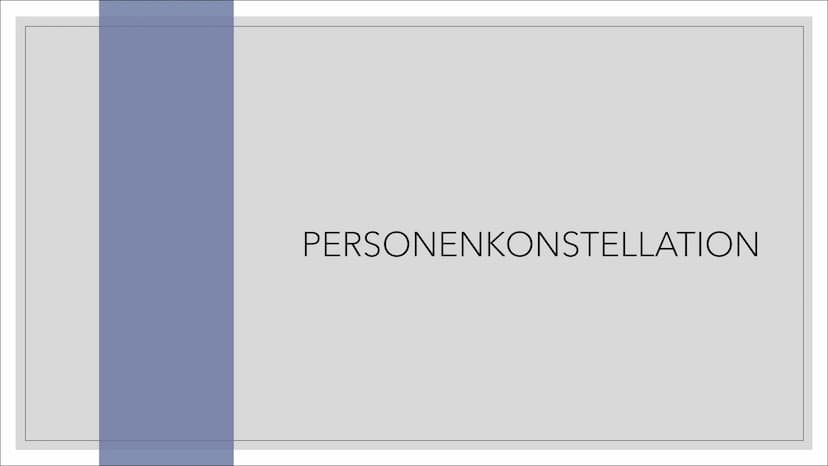 B366
CHARAKTERE
in Corpus Delicti CHARAKTERE IN CORPUS DELICTI
PERSONEN-
KONSTELLATION
9
CHARAKTER-
ANALYSEN
BEZUG
ZUM ROMAN
ララ PERSONENKONS