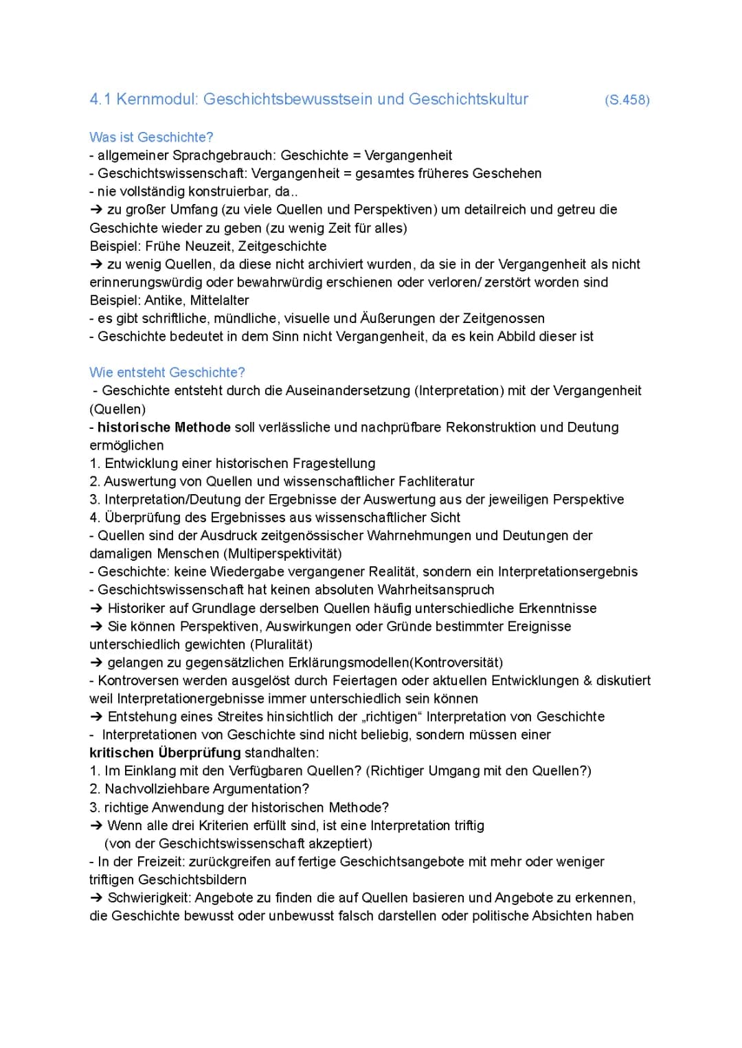 Kernmodul 4: Geschichtsbewusstsein und Geschichtskultur, Historische Erinnerung