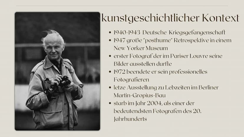 RAILOW
Henri
Cartier-Bresson
Ein gutes Foto ist ein Foto, auf das man
99
länger als eine Sekunde schaut." Gliederung
1.Biografische Eckdaten