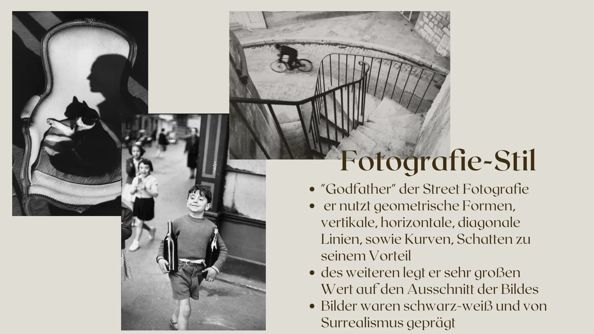 RAILOW
Henri
Cartier-Bresson
Ein gutes Foto ist ein Foto, auf das man
99
länger als eine Sekunde schaut." Gliederung
1.Biografische Eckdaten