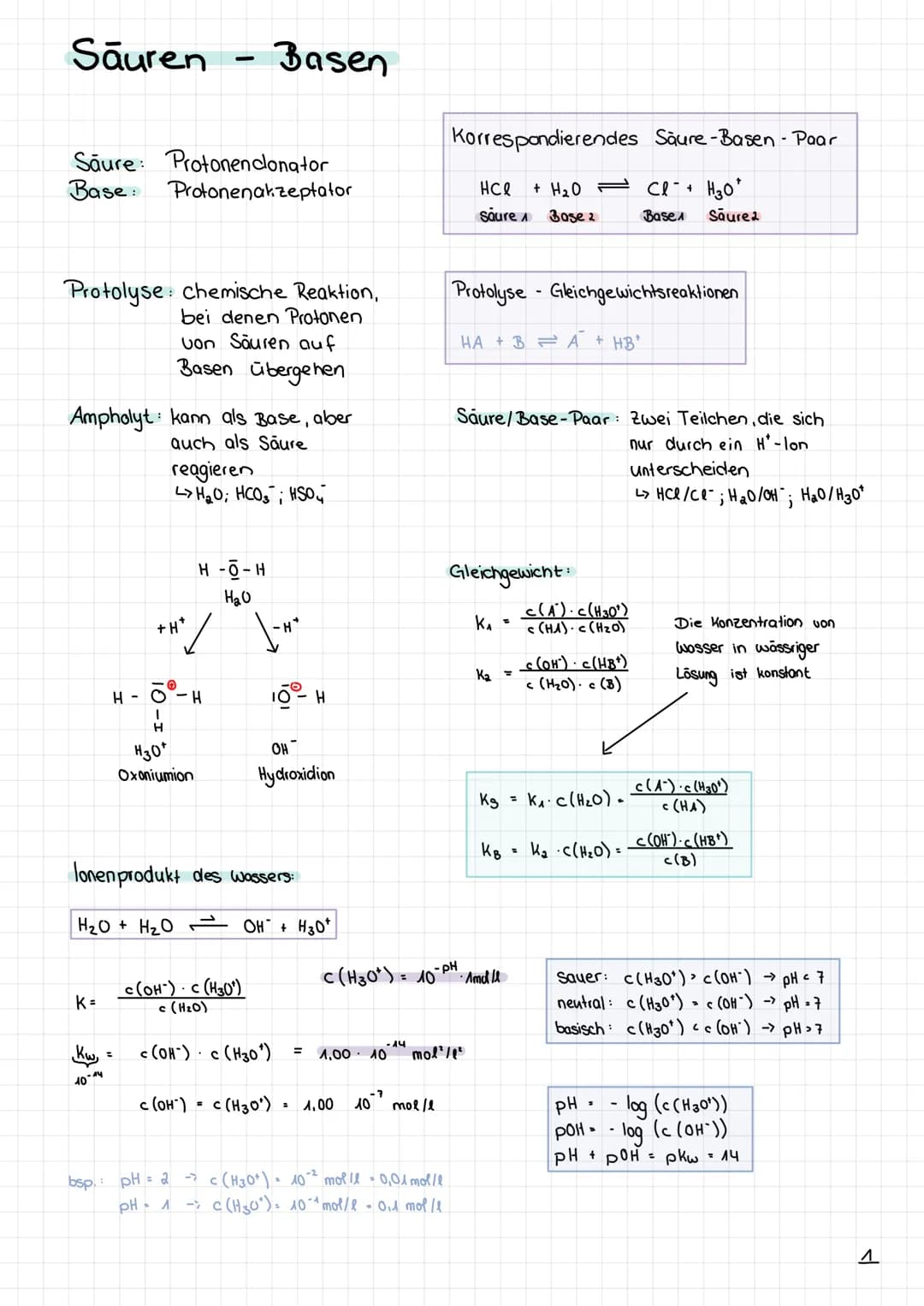 Sauren
Säure: Protonen clonator
Base Protonenakzeptator
Protolyse chemische Reaktion,
bei denen Protonen
von Säuren auf
Basen übergehen
Amph