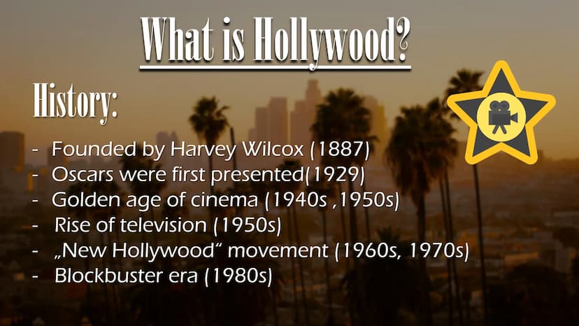 Hollywood Topics
I. What is Hollywood?
II. Sights
III. Artists created by Hollywood
IV. How does Hollywood affect us?
V. Problematic or life