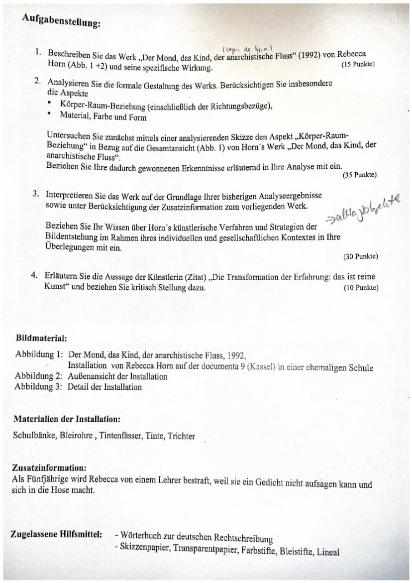 Schule sollte
etwas positives sein.
leerer
Raun..
Abb. 1
Alltag / Routine
Der Mond, das Kind, der anarchistische Fluss, 1992, Rebecca Horn
g