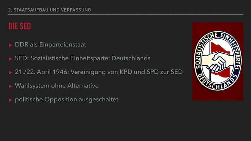Allgemeines
- Hauptstadt: Ost-Berlin
- Gründung: 10.07.1949
- Ideologie: östliches Weltbild,
Sozialismus
Wahlen: nicht geheim/gerecht
- Mein