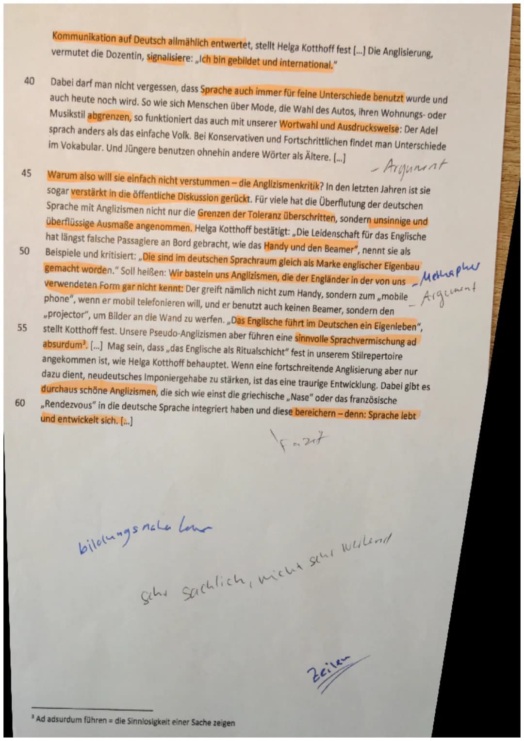 1. Klausur EF/11
Aufgabenart:
Textgrundlage:
Zugelassene Hilfsmittel:
Bearbeitungszeit:
IA: Analyse eines Sachtextes
Karin Rohr, Denglisch-C